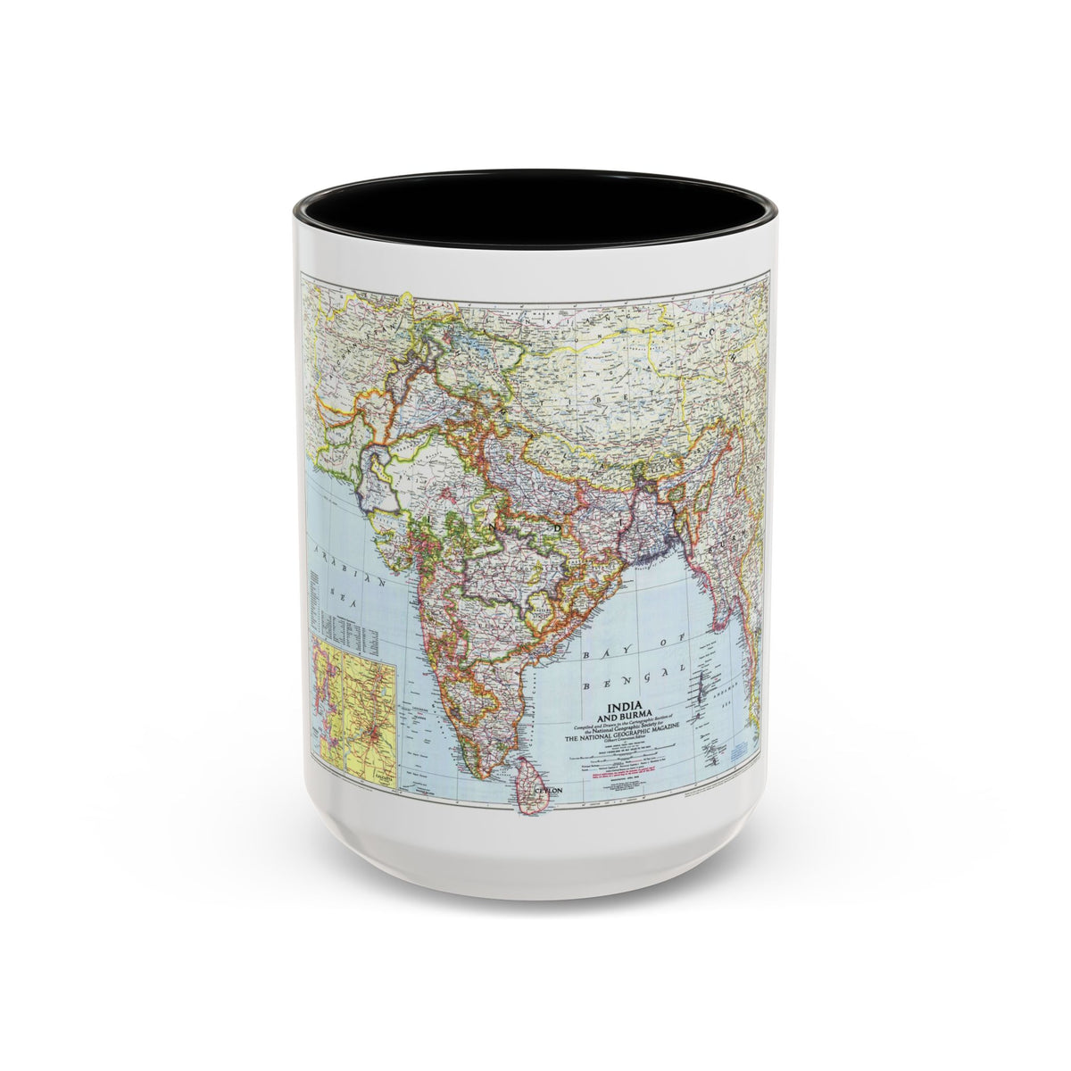 India and Burma (1946) (Map) Accent Coffee Mug