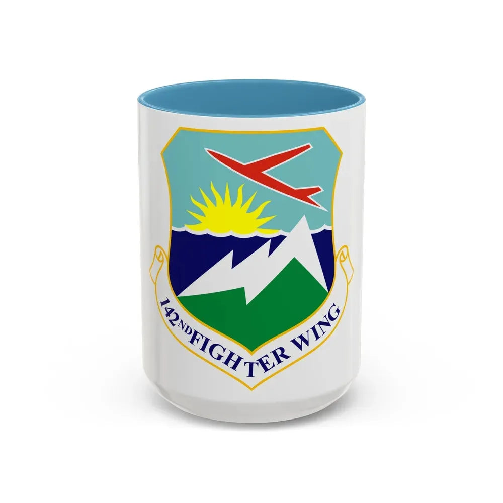 142nd Fighter Wing (U.S. Air Force) Accent Coffee Mug 15oz Light Blue - Go Mug Yourself