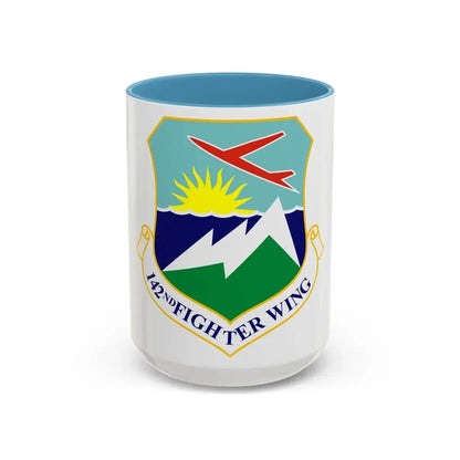 142nd Fighter Wing (U.S. Air Force) Accent Coffee Mug 15oz Light Blue - Go Mug Yourself