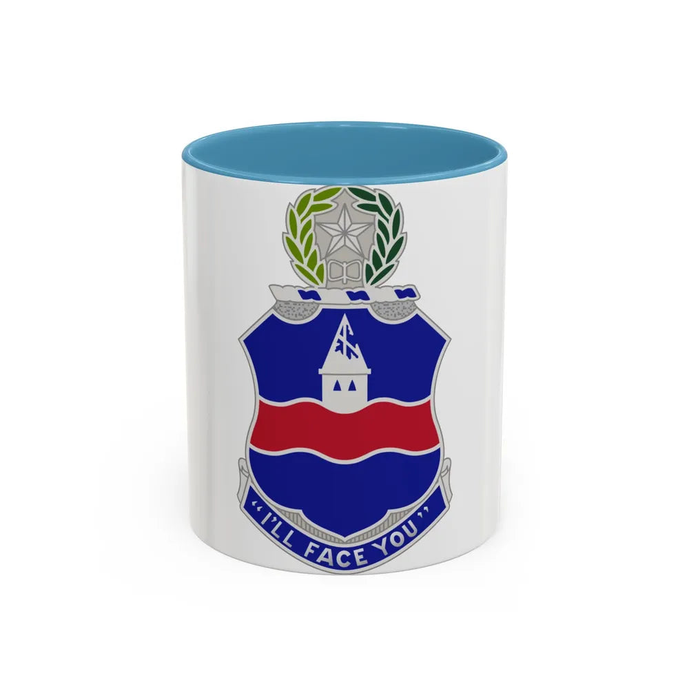 142nd Infantry Regiment (U.S. Army) Accent Coffee Mug-11oz-Light Blue-Go Mug Yourself