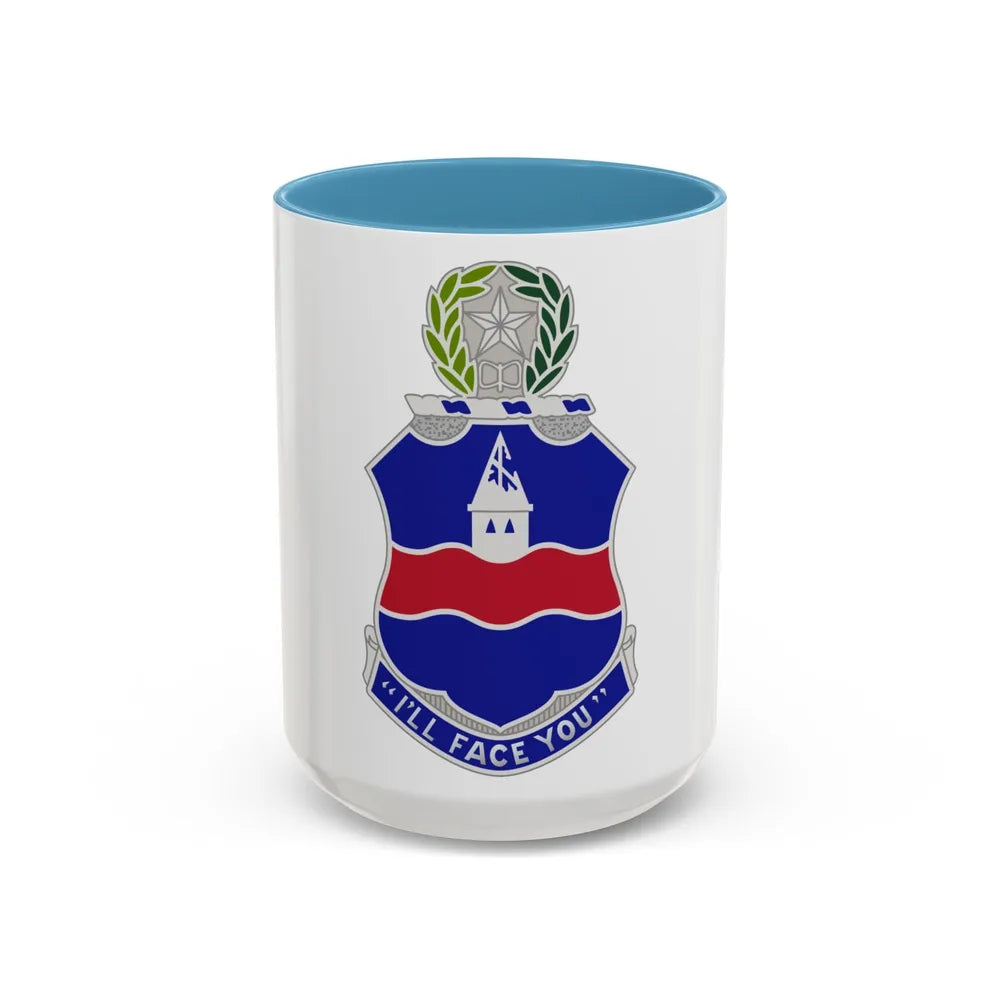 142nd Infantry Regiment (U.S. Army) Accent Coffee Mug-15oz-Light Blue-Go Mug Yourself