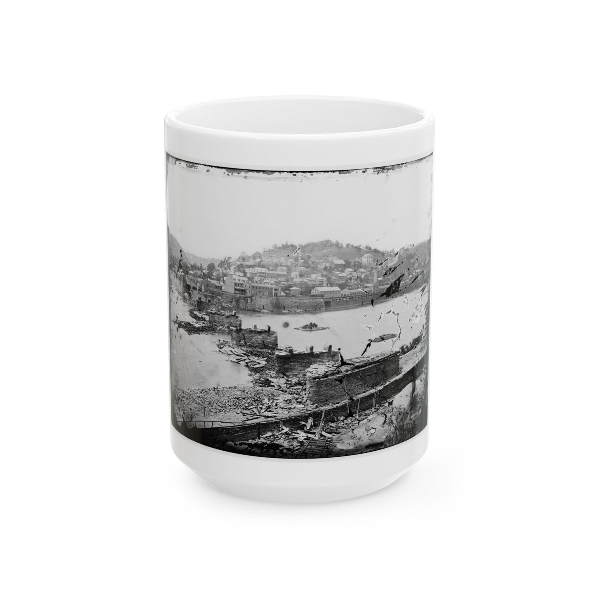 Harper's Ferry, W. Va. View Of Town; Railroad Bridge In Ruins (U.S. Civil War) White Coffee Mug