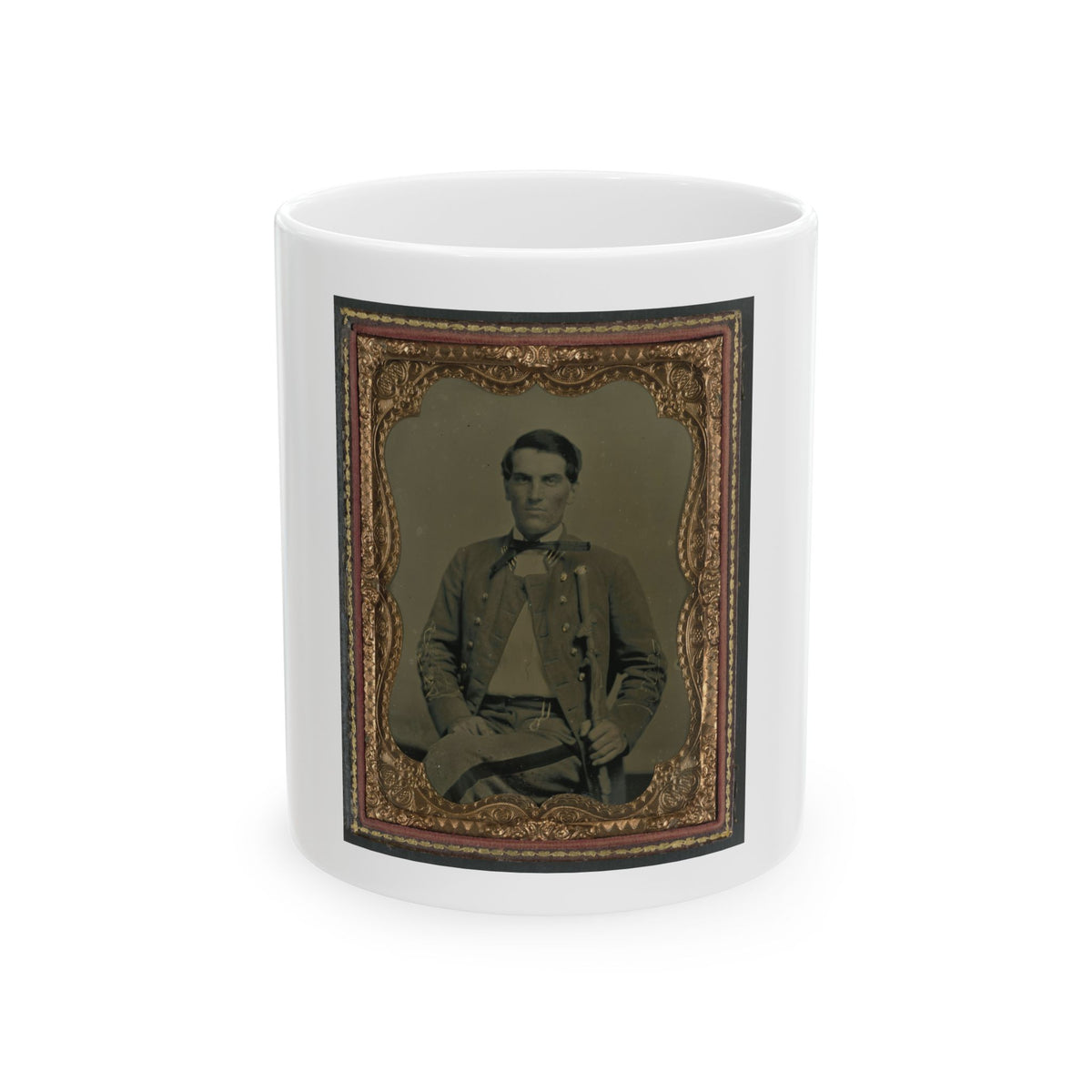 Major Charles Jones Green Of Co. A, 47th Virginia Infantry Regiment, In Uniform With Carved Cane (U.S. Civil War) White Coffee Mug