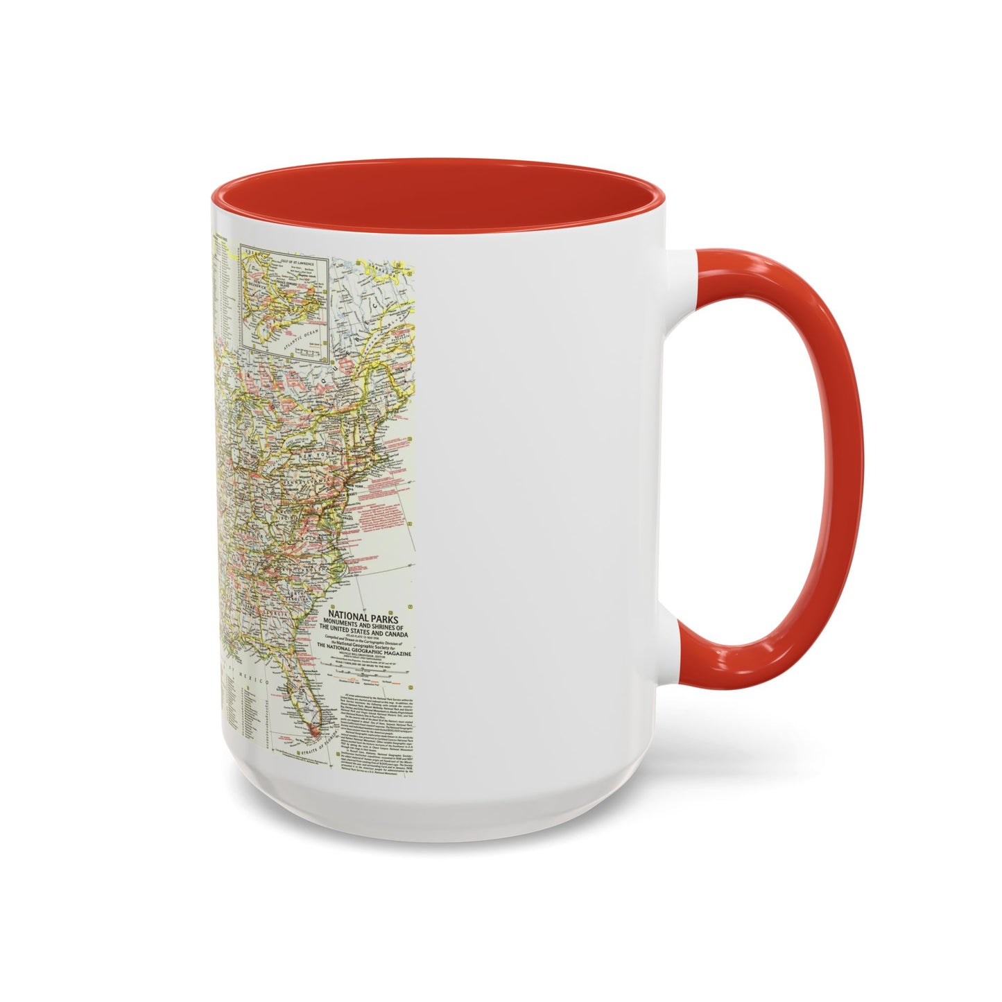 USA - National Parks and Historic Sites 1 (1958) (Map) Accent Coffee Mug