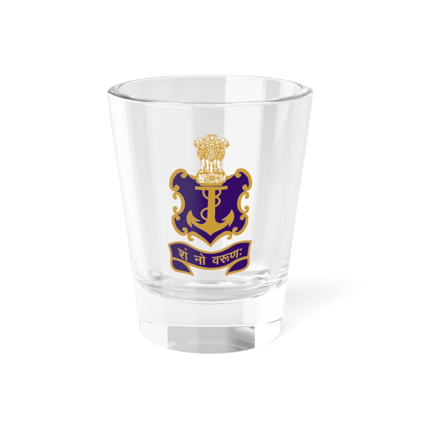 Indian Navy Insignia (India) (Coat of Arms) Shot Glass 1.5oz