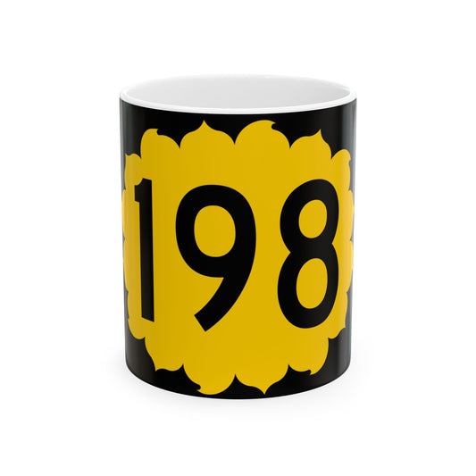 K-198 (Kansas) (Road Sign) White Coffee Mug
