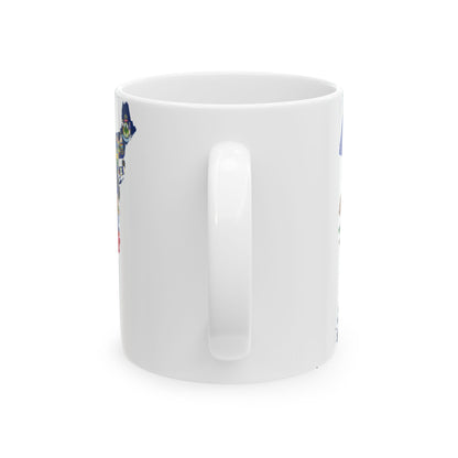 Flag-map of the 50 states of the United States (United States) White Coffee Mug