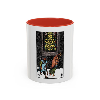 The 5 of Pentacles (Tarot Card) Accent Coffee Mug