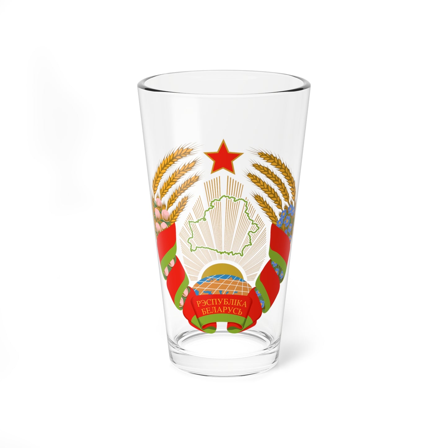Emblem of Belarus (Belarus) (Coat of Arms) Pint Glass 16oz