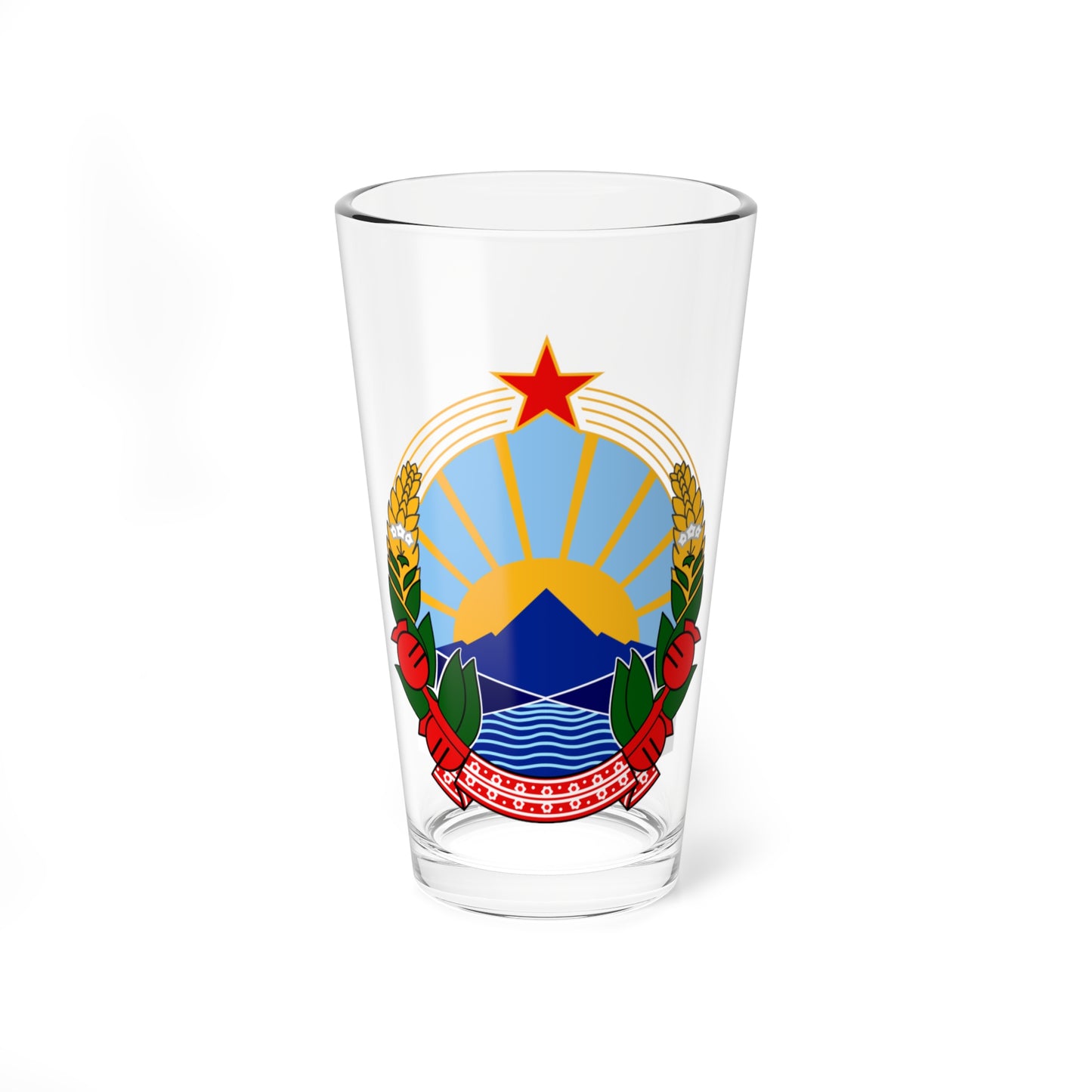 Emblem of Macedonia 1946-2009 (Yugoslavia) (Coat of Arms) Pint Glass 16oz