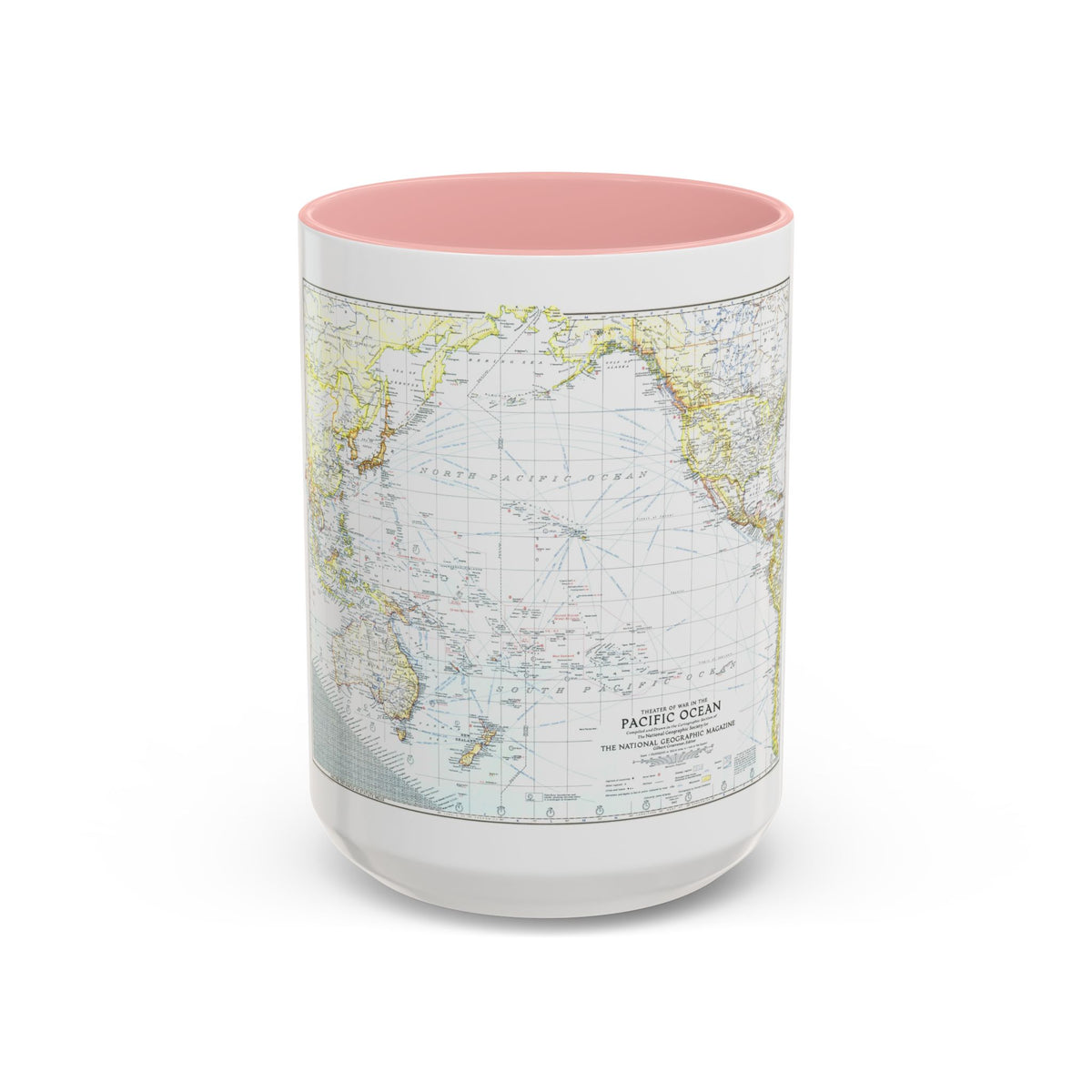 Pacific Ocean - Theater of War (1942) (Map) Accent Coffee Mug