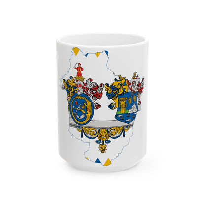 Flag-map of Hajdu-Bihar County (Hungary) White Coffee Mug