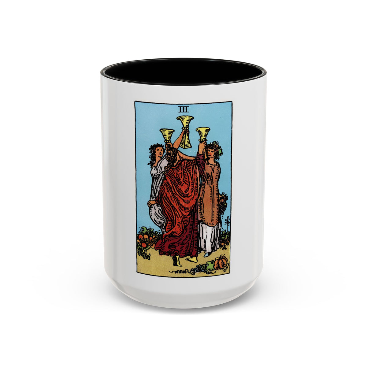 The 3 of Cups (Tarot Card) Accent Coffee Mug