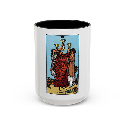 The 3 of Cups (Tarot Card) Accent Coffee Mug