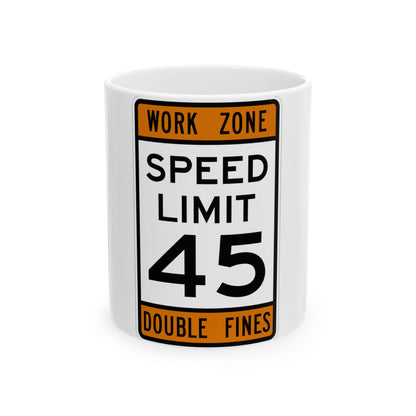 WORK ZONE SPEED LIMIT MUTCD-AK R2-100 (Alaska) (Road Sign) White Coffee Mug-11oz-Go Mug Yourself