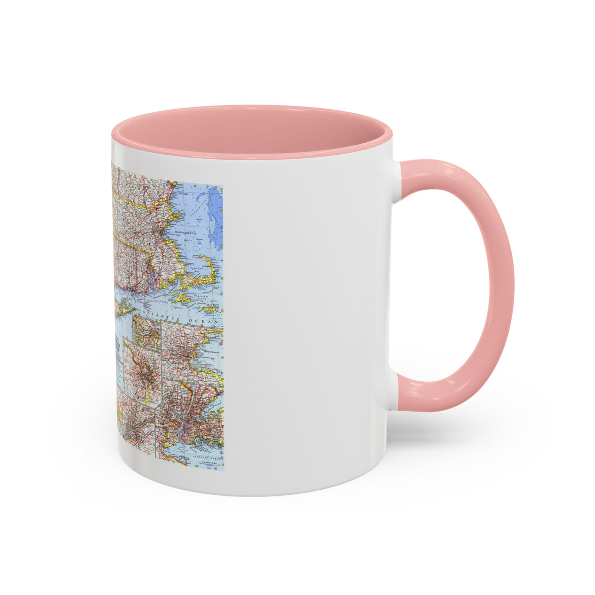 USA - Washington to Boston (1962) (Map) Accent Coffee Mug