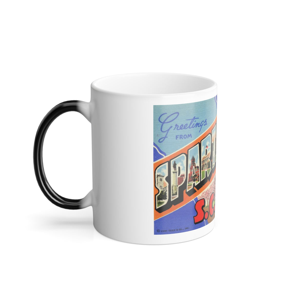 Greetings from Spartanburg SC (Greeting Postcards) Color Changing Mug 11oz