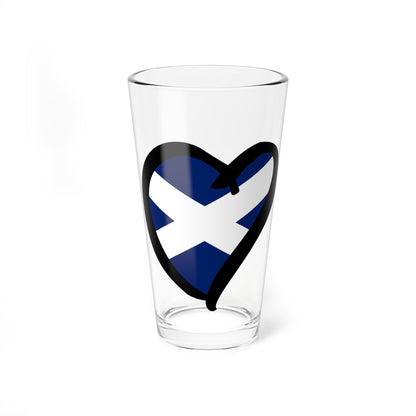 Navy and white Scottish saltire flag inside a black outlined heart shape on a white background.