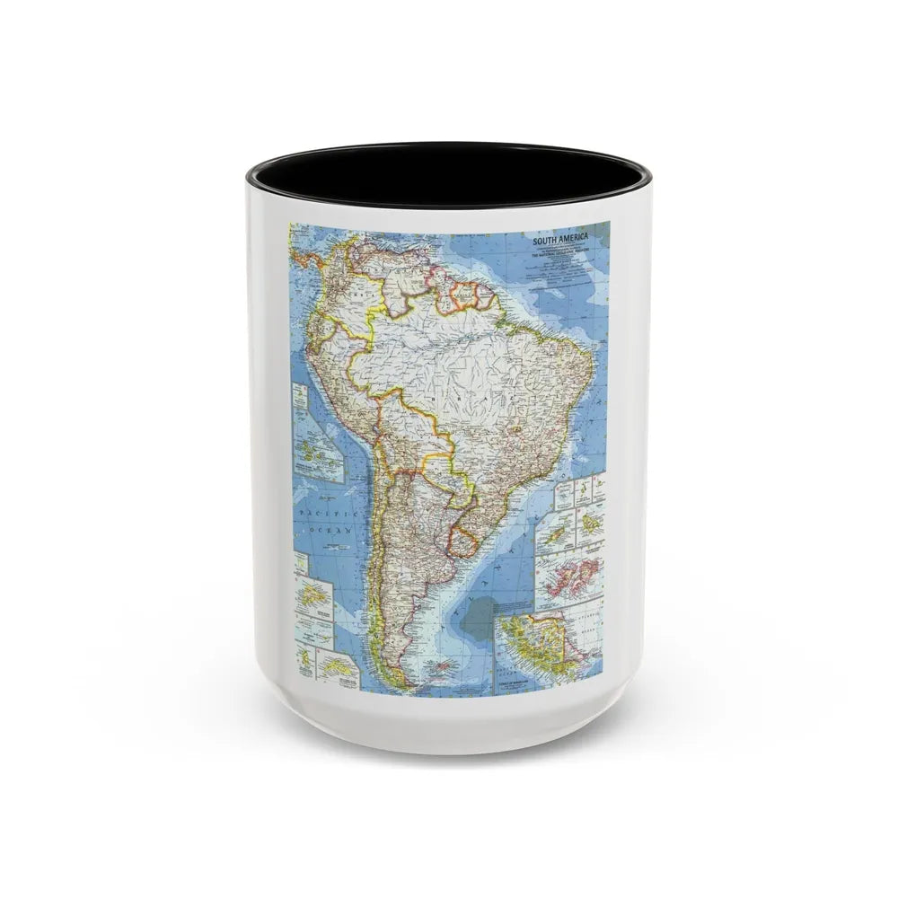 South America (1960) (Map) Accent Coffee Mug-15oz-Black-Go Mug Yourself