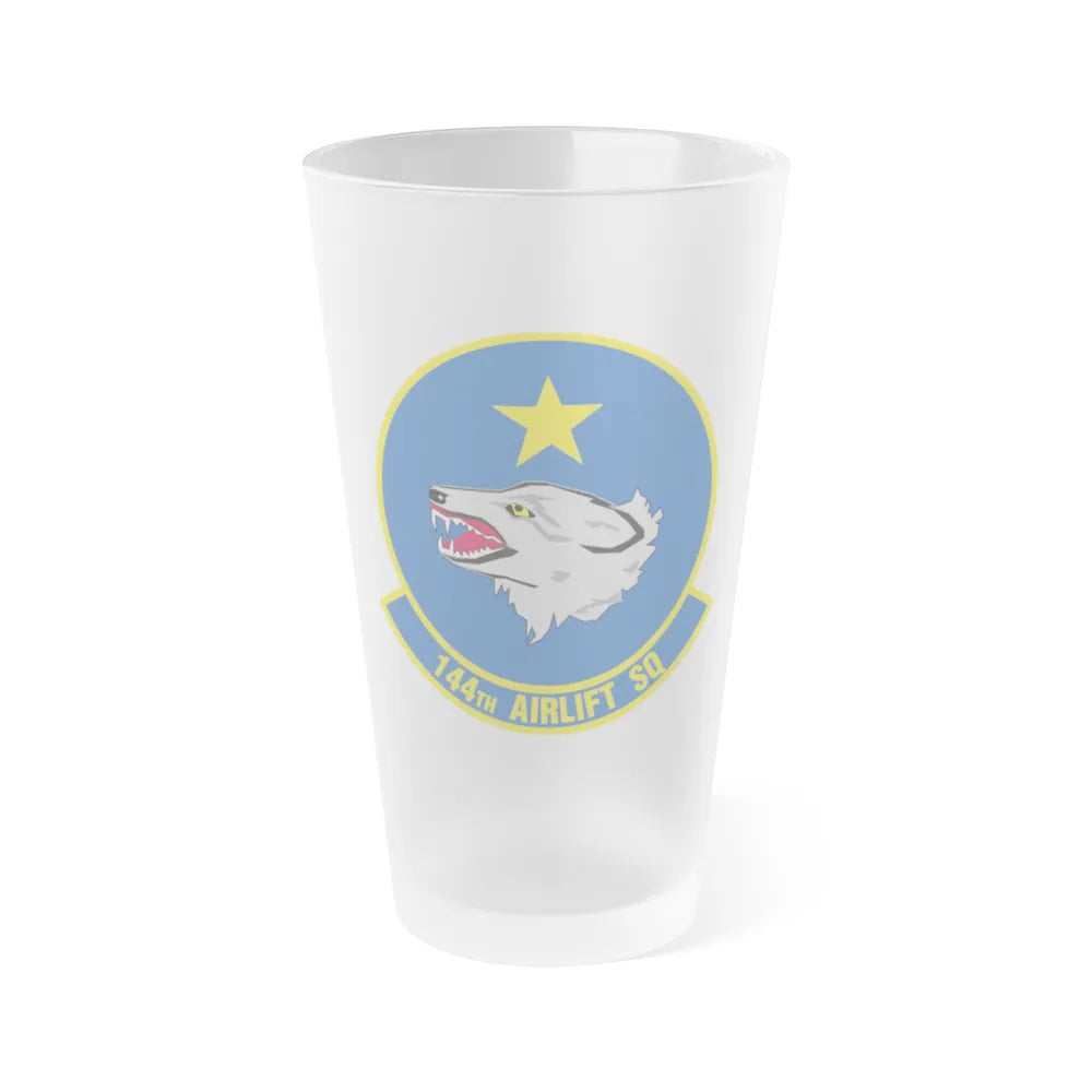 144 Airlift Squadron (U.S. Air Force) Frosted Pint Glass 16oz-16oz-Frosted-Go Mug Yourself