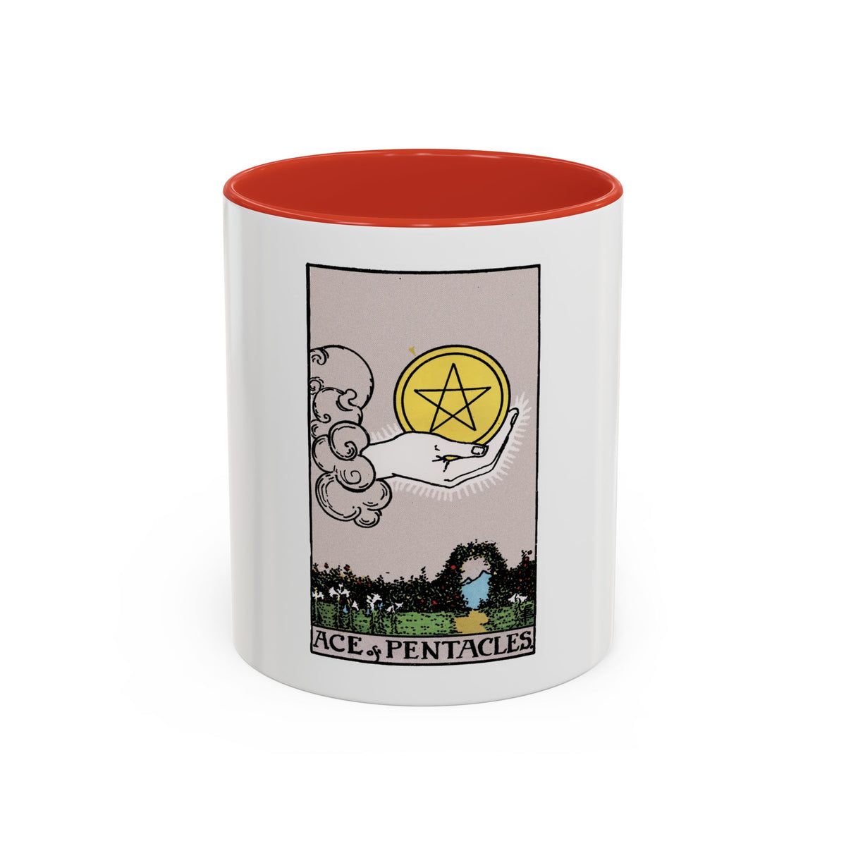 The Ace of p of Pentacles (Tarot Card) Accent Coffee Mug