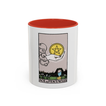 The Ace of p of Pentacles (Tarot Card) Accent Coffee Mug