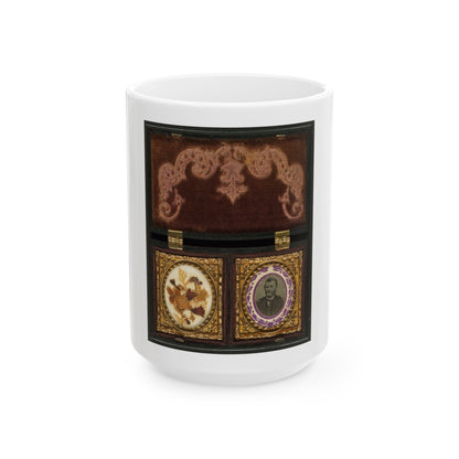 Ulysses S. Grant Of General Staff Regular Army Infantry Regiment; Dried Flowers In Frame On Left (U.S. Civil War) White Coffee Mug