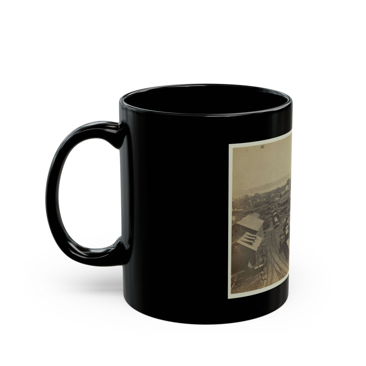Bird's Eye View Of Machine Shops, With East Yard Of Orange & Alexandria Railroad (U.S. Civil War) Black Coffee Mug