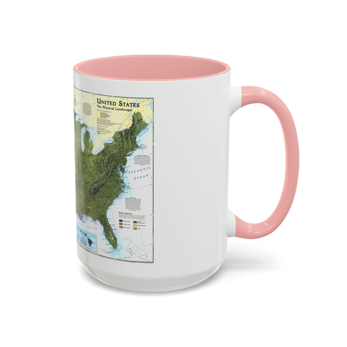 USA - The Physical Landscape (1996) (Map) Accent Coffee Mug