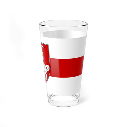 Flag of Belarus w-r-w with Arms 2020 (Belarus) (Coat of Arms) Pint Glass 16oz