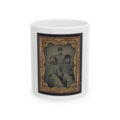 Three Unidentified Soldiers In Confederate Artillerymen Uniforms (U.S. Civil War) White Coffee Mug