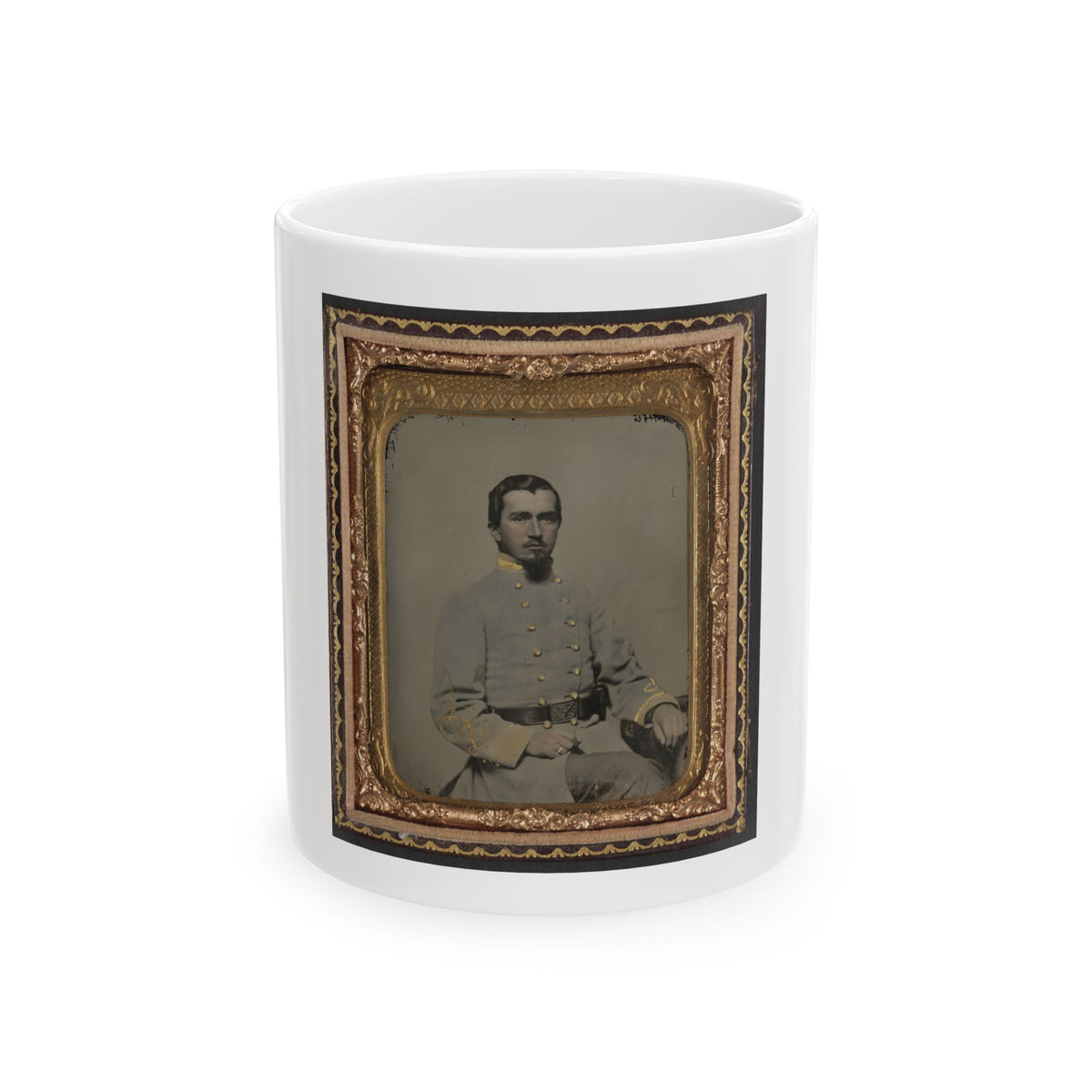 Unidentified Soldier In Confederate Lieutenant's Uniform And Eagle Belt Plate (1) (U.S. Civil War) White Coffee Mug