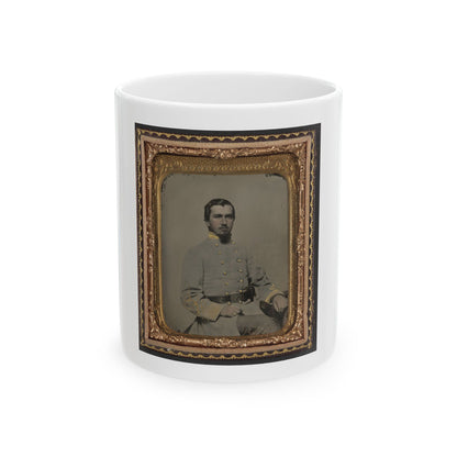 Unidentified Soldier In Confederate Lieutenant's Uniform And Eagle Belt Plate (1) (U.S. Civil War) White Coffee Mug