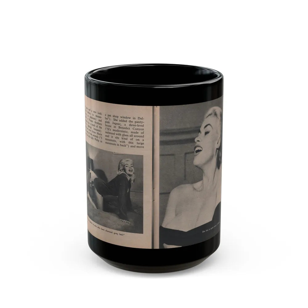 Jayne Mansfield #301 - JAYNE Pocket Magazine Pages 46 & 47 (Vintage Female Icon) Black Coffee Mug-15oz-Go Mug Yourself