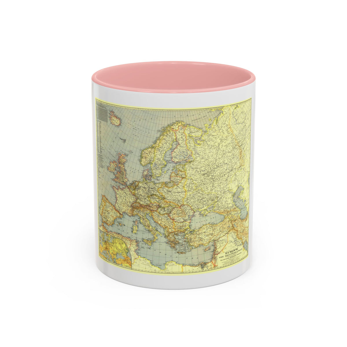 Europe and the Mediterranean (1938) (Map) Accent Coffee Mug