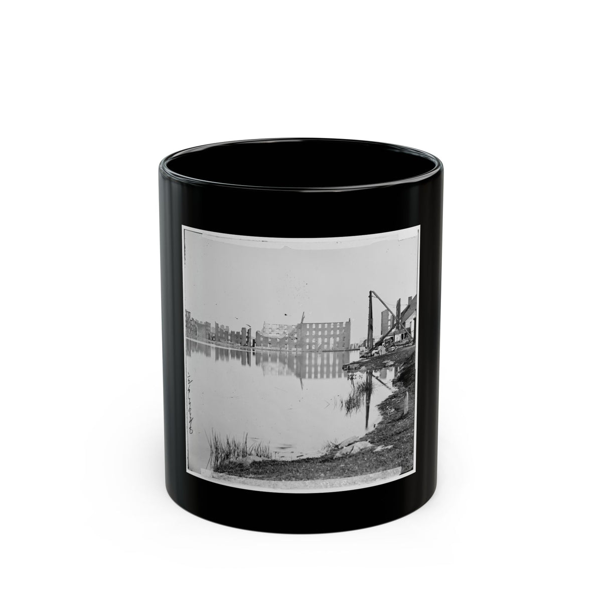 Richmond, Va. Ruined Buildings On Banks Of The Canal Basin (U.S. Civil War) Black Coffee Mug
