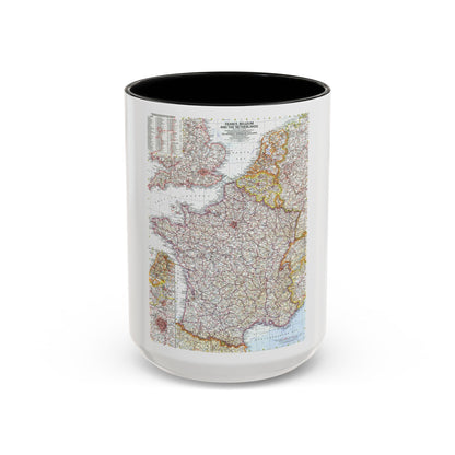 France, Belgium, and the Netherlands (1960) (Map) Accent Coffee Mug