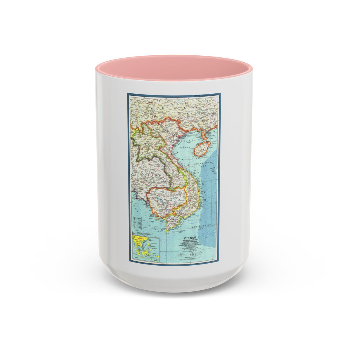 Asia - Viet Nam, Cambodia, Laos (1965) (Map) Accent Coffee Mug