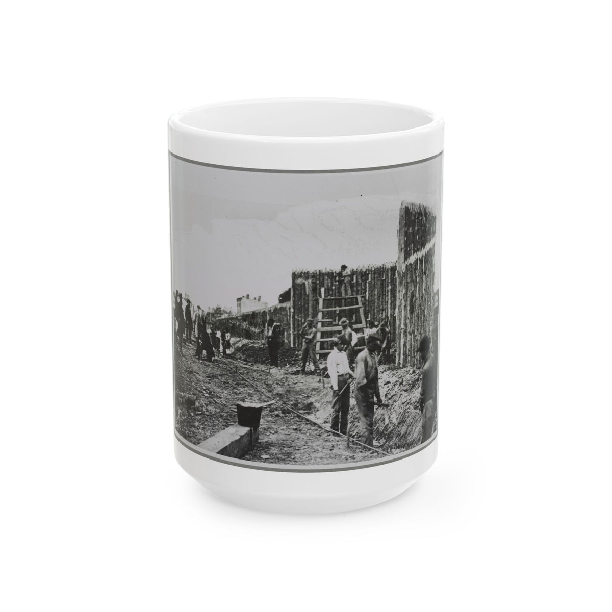 Building Stockade, Alexandria, Va. (U.S. Civil War) White Coffee Mug