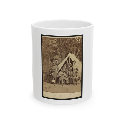 Group Portrait Of Soldiers In Front Of A Tent, Possibly At Camp Cameron, Washington, D.C. (U.S. Civil War) White Coffee Mug