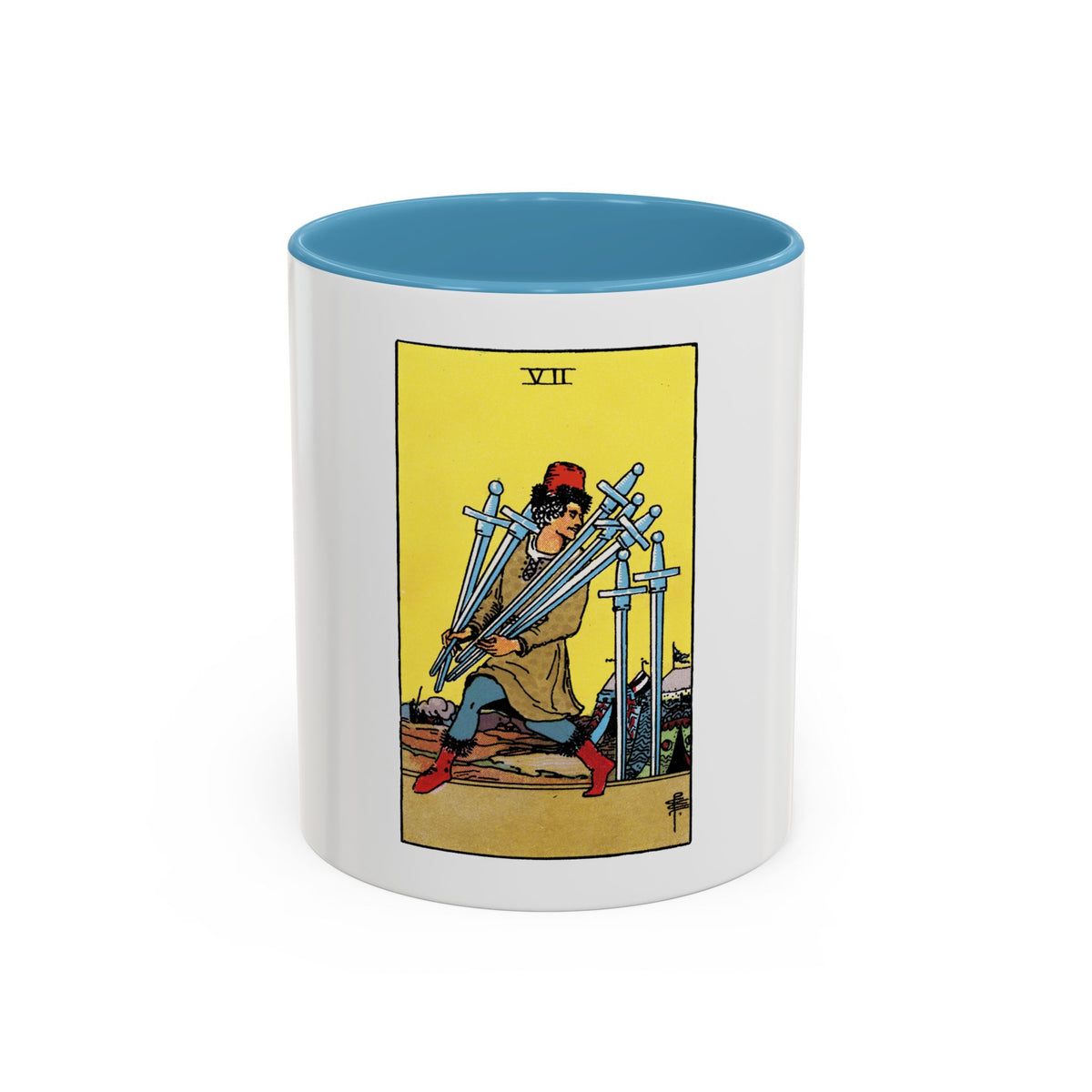 The 7 of Swords (Tarot Card) Accent Coffee Mug