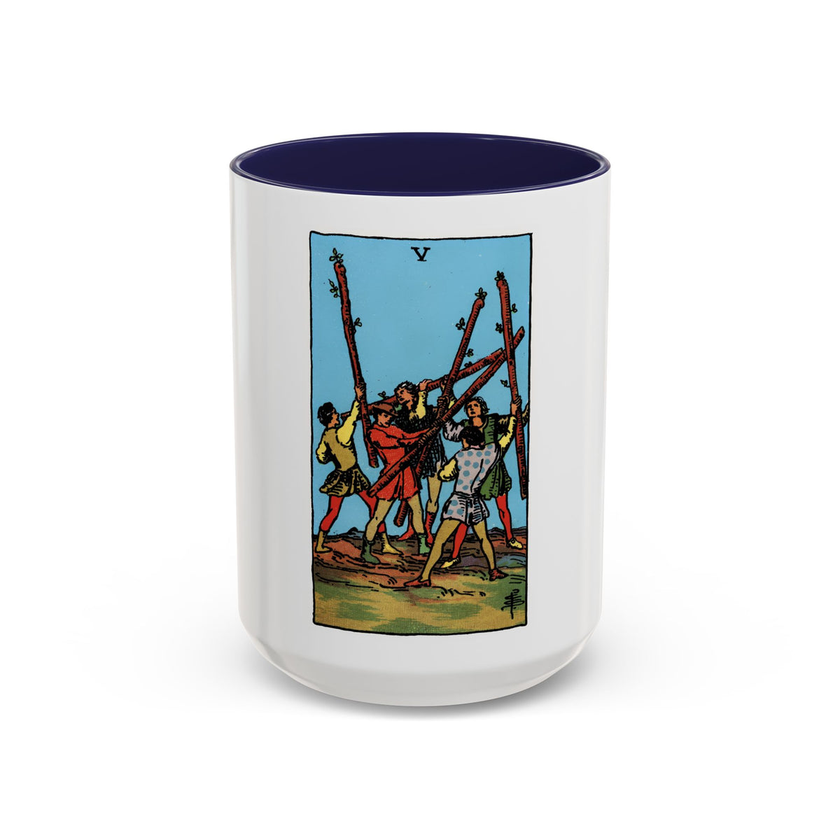 The 5 of Wands (Tarot Card) Accent Coffee Mug