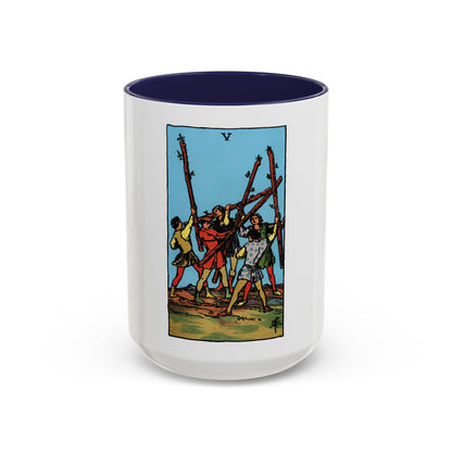 The 5 of Wands (Tarot Card) Accent Coffee Mug