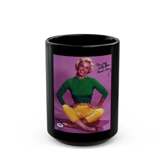 Doris Day #110 (Vintage Female Icon) Black Coffee Mug-15oz-Go Mug Yourself