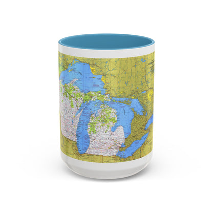 USA - Wisconsin, Michigan ,Great Lakes 1 (1973) (Map) Accent Coffee Mug