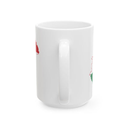 Flag-map of Hungary with Zakarpattia Oblast (Hungary) White Coffee Mug