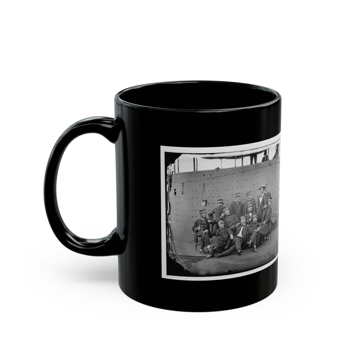 James River, Va. Officers Of The U.S.S. Monitor Grouped By The Turret (U.S. Civil War) Black Coffee Mug