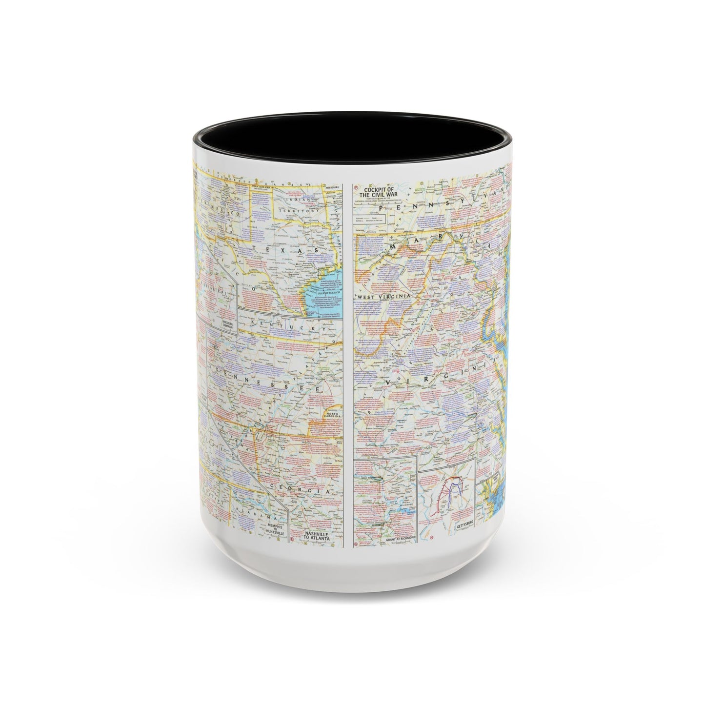 USA - Battlefields of the Civil War 2 (1961) (Map) Accent Coffee Mug