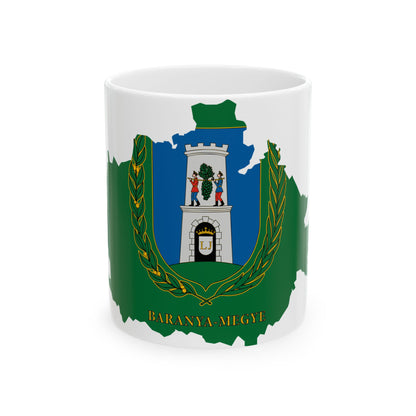 Flag-map of Baranya County (Hungary) White Coffee Mug