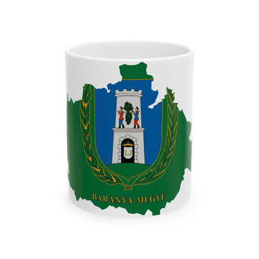 Flag-map of Baranya County (Hungary) White Coffee Mug